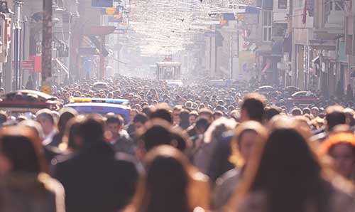 A crowded street in Moscow