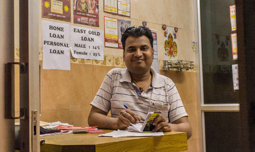 man in a loan office