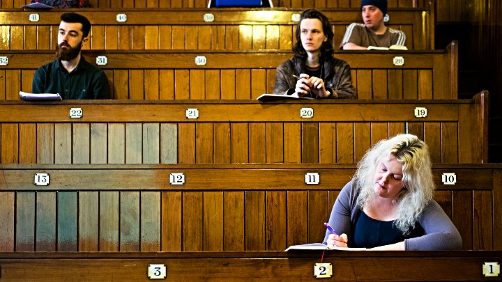 Students in a philosophy lecture theatre